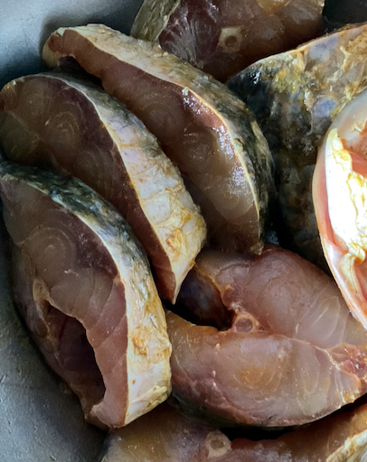 Image of a fresh Rohu Fish cuts